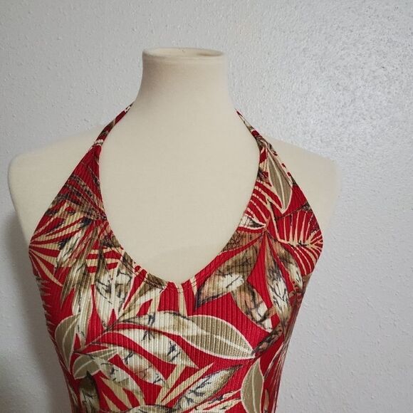 Catalina Red Leaf Print One Piece Swimsuit  Size L - Picture 5 of 10